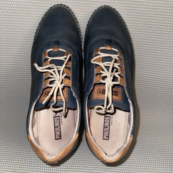 Pikolinos Vera Sneakers Perforated Blue Leather Lace Up Shoes Womens 10-10.5 41 - Picture 6 of 7
